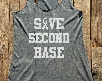 Fitness workout gym tank top - Save Second Base - workout tank top - choose colors - Soft Tri-Blend Racerback Tank