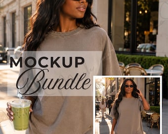 Bundle Comfort Colors C1717 Espresso T-Shirt Mockup, Summer Mockup, Black Girl Mockup, Streetwear Mockups, Summer Vibe Mockups