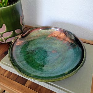 Raku Pottery Shell Bowl | Shallow Bowl with Applied Seashells | Copper Luster Crackle Glaze