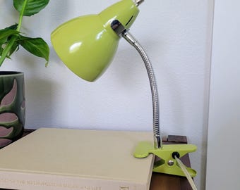 Lime Green Gooseneck Lamp | Retro Clip-on Desk Light