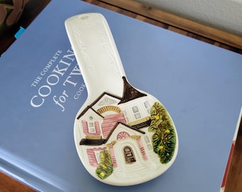 Painted Victorian House Spoon Rest | Otagiri Japan Glazed Ceramic Stove Decor