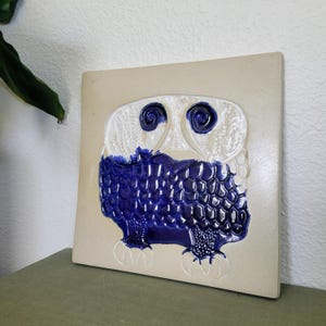 Mid Century Cobalt Blue Owl Tile | Bennington Vermont Design