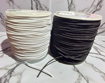 Black White Elastic Cord 1-3.5mm – 5 Yards, Sewing, Masks, Crafts
