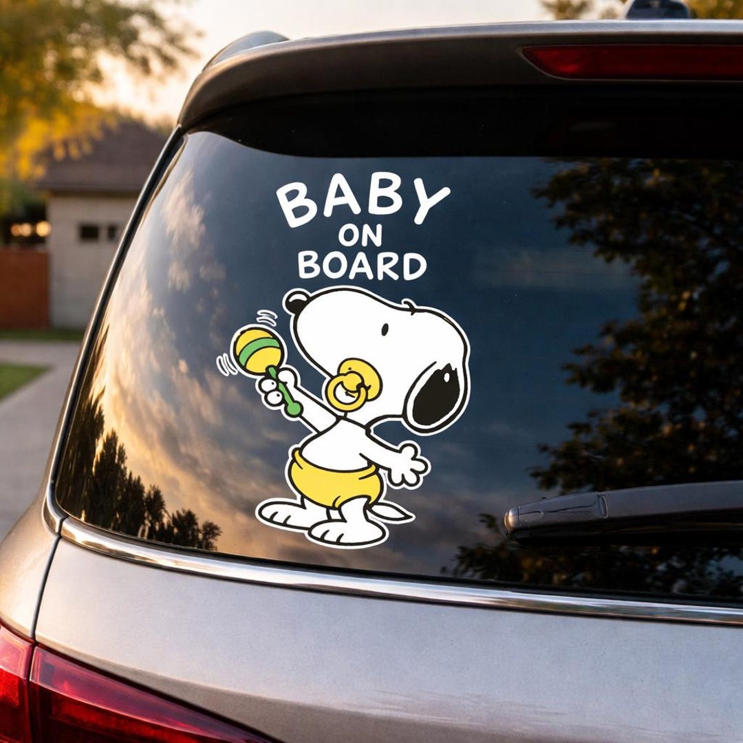 Baby on Board Car Decal Snoopy Inspired Cute Puppy Baby Sticker Vinyl ...
