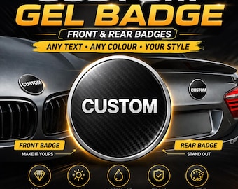 Emblema de gel personalizado superpuesto – Emblema delantero y trasero para coche – Compatible con emblemas redondos estilo BMW – Emblema de resina abovedado personalizado