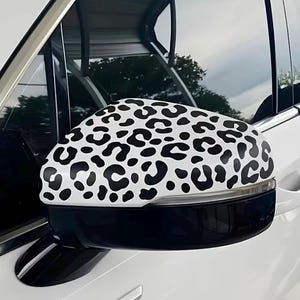 Leopardmönstrad bilspegeldekal | Djurmönstrad skuren vinylklistermärkesark | Dekal i anpassad storlek | Backspegelklistermärke | Bilstylingdekal