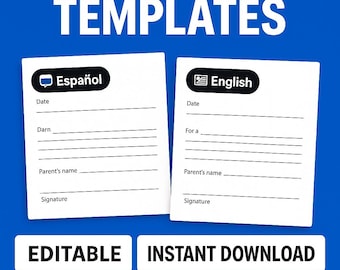 Zweisprachige Schul- und Arbeitsentschuldigung Briefvorlagen Englisch Spanisch Bearbeitbare Absence Notes Digital Download