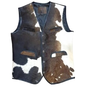 Men's Dark Brown Genuine Leather Vest Vintage Style Western Style Sleeveless Jacket