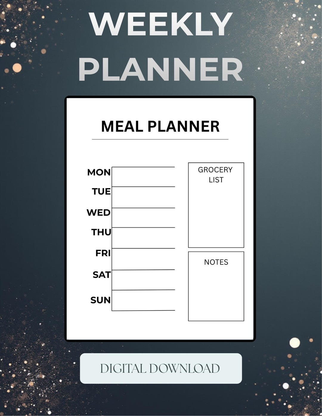 Minimalist Meal Planner Printable | Weekly Meal Planning Template ...