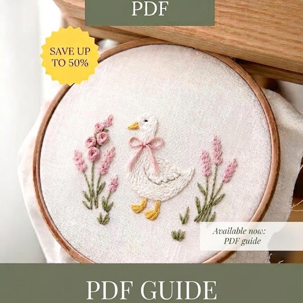 Modèle de broderie d'oie (PDF), décoration de chambre d'enfant pour débutant, faire-part de naissance (téléchargement numérique)