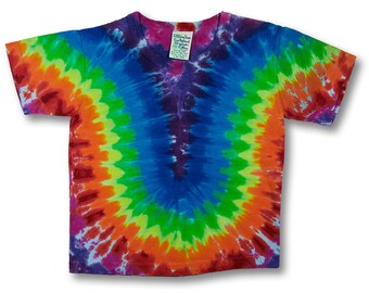 Youth Small rainbow yoke tiedye on Organic Cotton 100% Made in USA