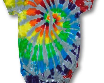 18 month Lap creeper with rainbow spiral & gray tiedye on Rabbit Skins 100% Organic Cotton