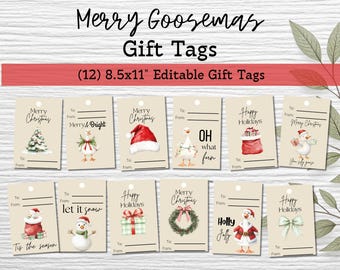 Christmas Gift Tags | Vintage Goose Holiday Tags | Printable Gift Tags | Farmhouse Christmas Gift Tag Set | Instant Download
