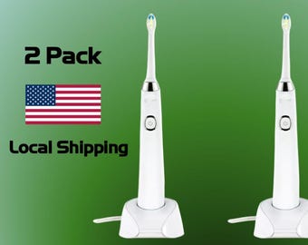 2PK x Gleam Sonicare Rechargeable Toothbrush - White (2 Pack)