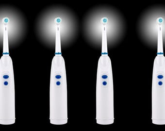 4PK x Electric Rotating Toothbrush - White (4 Pack) 2 AA Batteries NOT included