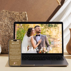Personalised Minimalist Wedding invitation Website Template, Invitation with RSVP, Countdown Timer & Music, Editable Online Wedding Invite