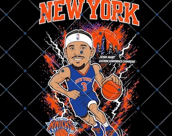 Josh Hart New York Knicks 2026 Finale PNG, Knicks Spieler Karikatur Design, NYC Basketball Fan Shirt PNG, digitaler Download