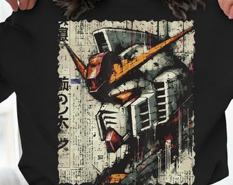 Mecha Roboter PNG Shirt Design | Vintage Anime Sci-Fi Sublimationsgrafik | Sofort Download