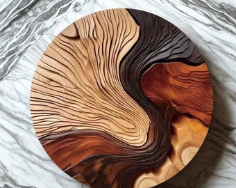 Posavasos de madera hechos a mano con patrón de remolino de veta de madera natural, juego de posavasos orgánicos redondos para café, té, hogar, bar, decoración de mesa rústica para inauguración de la casa