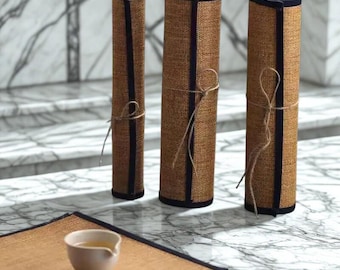 Japanese Tea Mat Grass Woven Tea Ceremony Mat Tea Set Cloth Mat Home Desktop Woven Placemat Room Decor Table Zen Style Natural Handmade Gift