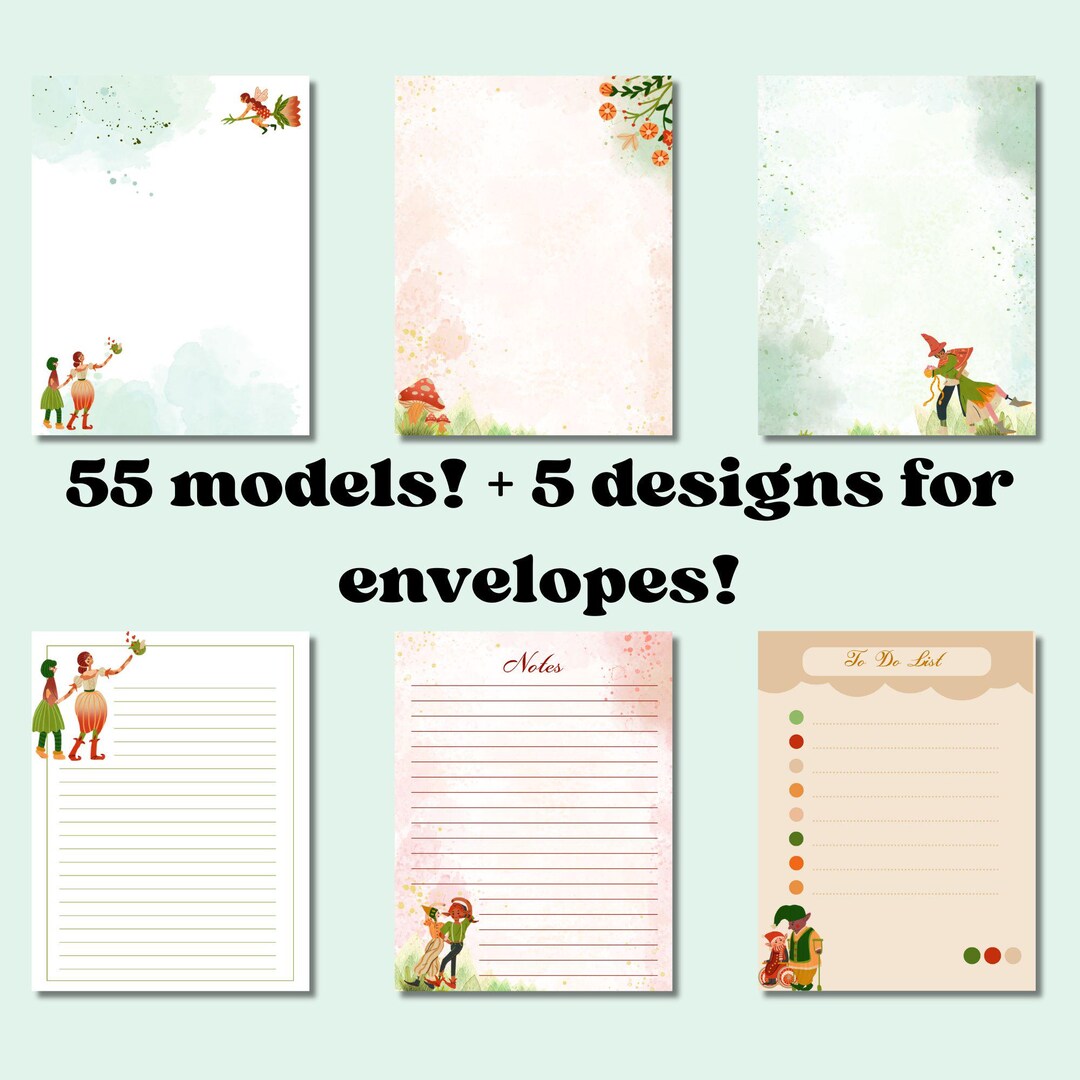 Fairy Woodland Printable Stationery Set – 55 Pages Watercolor Fairytale ...