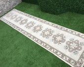 Vintage Hand Knotted Anatolian Turkish Rug,Soft Neutral Colors Modern Traditional Oushak Rug Runner 2 9 x11 11 Runner Rug,Entryway Runner