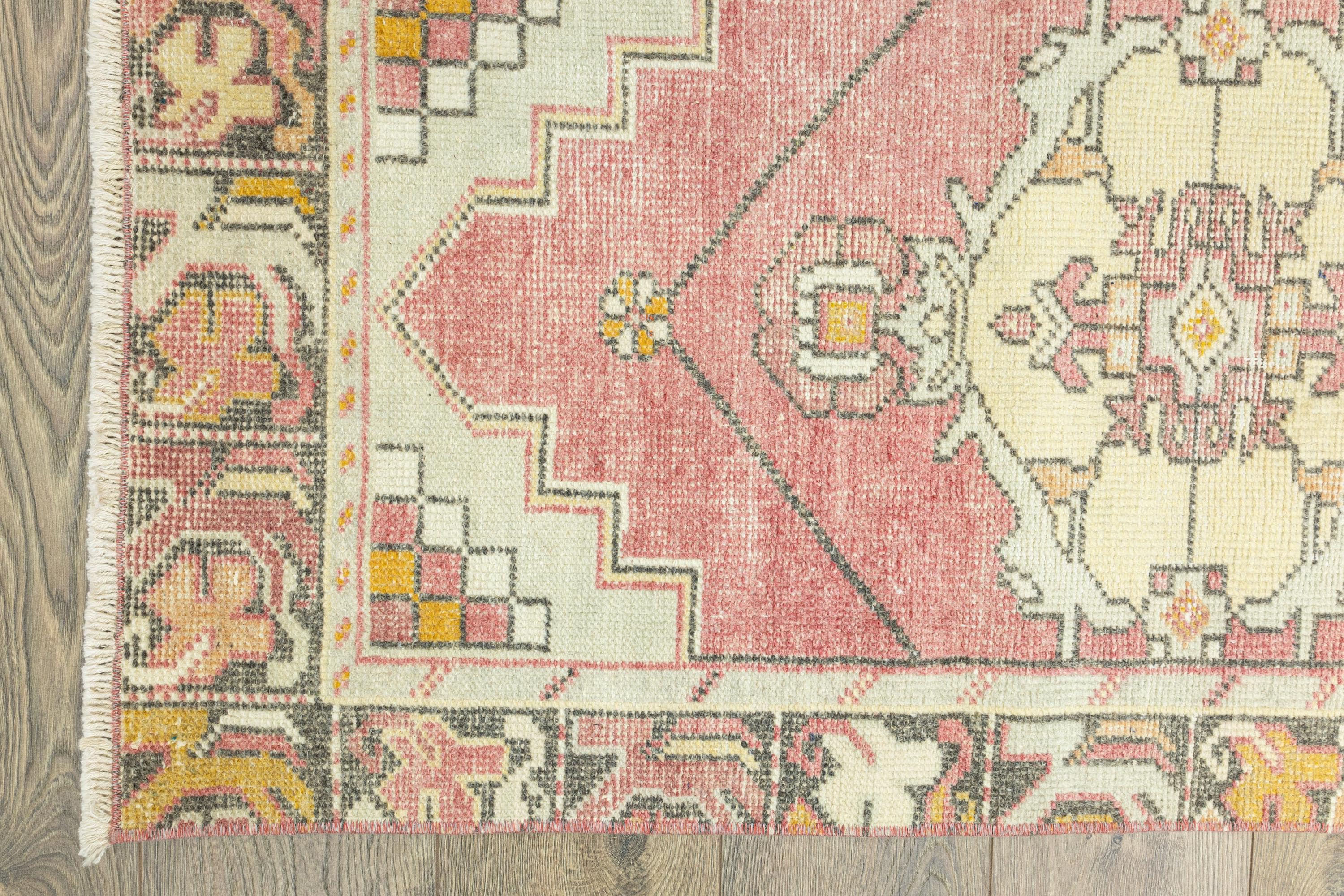 キッチンランナー 手編み トルコ製 ウシャク 2.3x9.4フィート