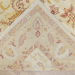 Oversized Floral Oushak Rug 10x13 – Vintage Turkish Ivory Hand-Knotted Wool image 14