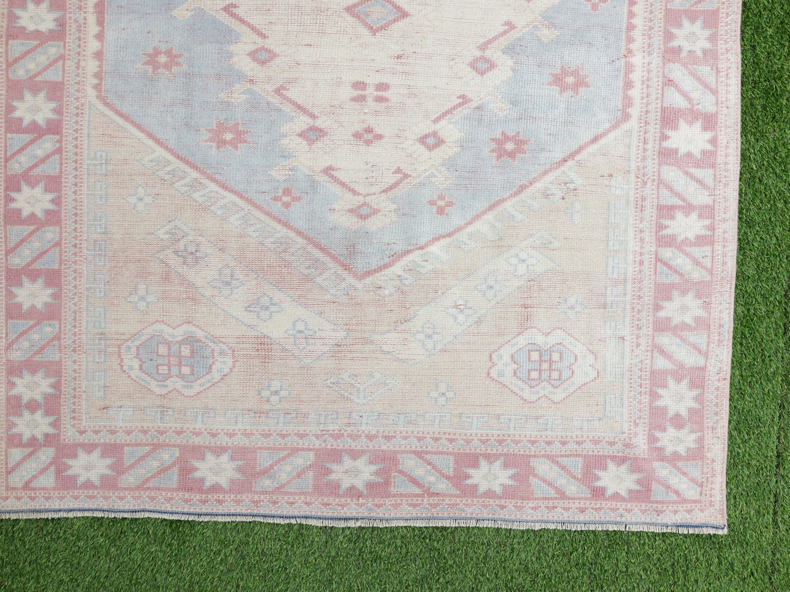 Vintage Turkish Bathroom Rug/ Modern Traditional Neutral Blue Etsy