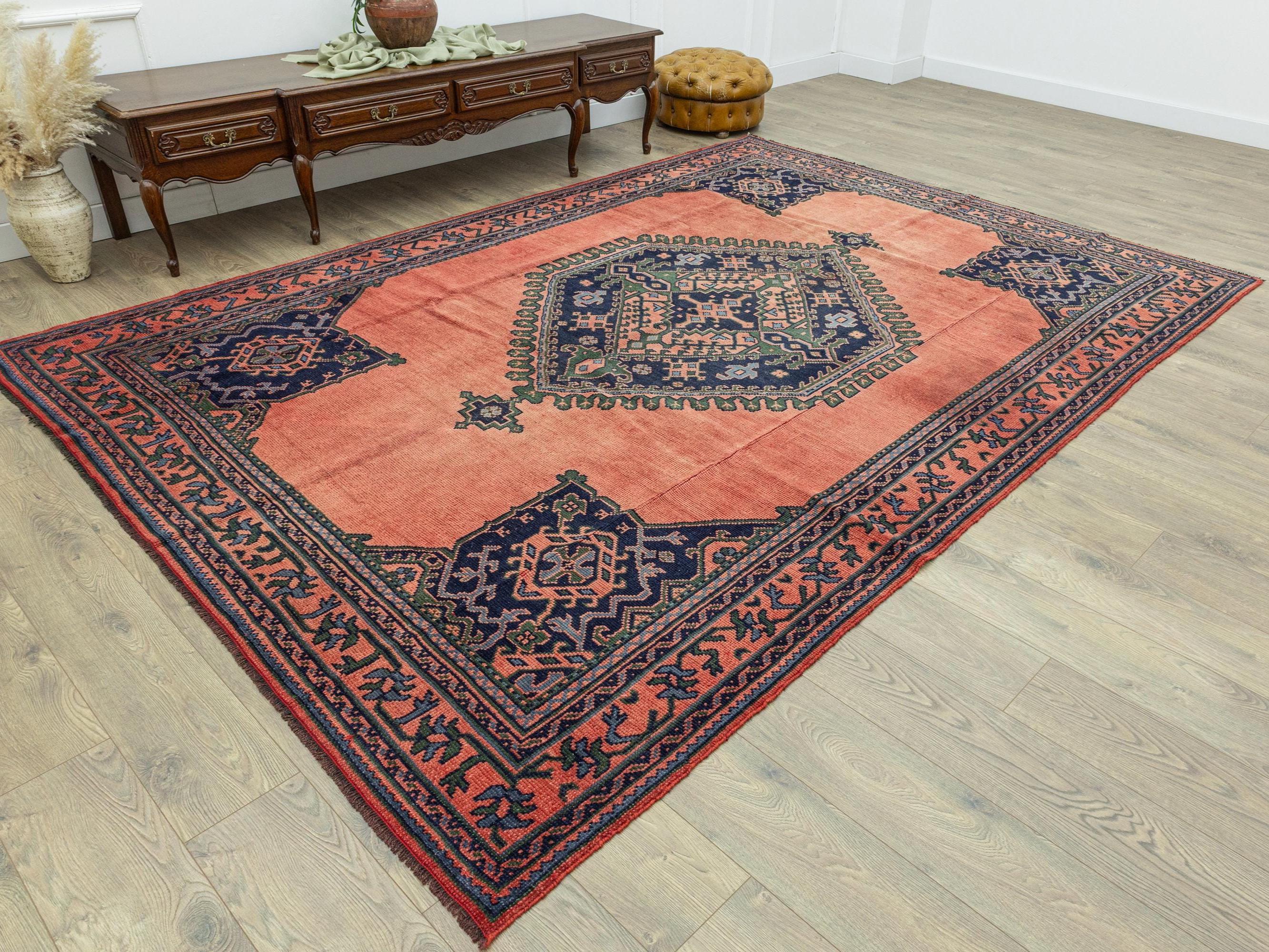Oversized Antique Turkish Oushak Rug 7'10''x11'4'' Handwoven