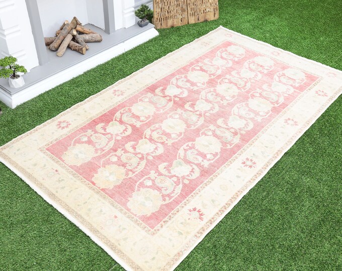 Ethnic rug Oriental rug 4 x 7 Ft Home decor rug Natural vintage rug Oushak rug Turkish rug Bohemian area rug Aztec carpet RR1815