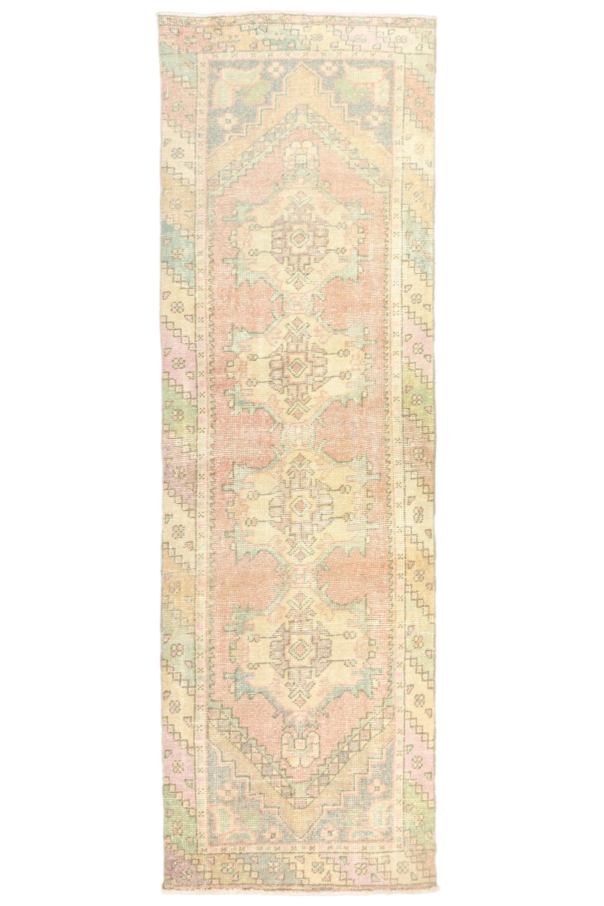 手編みトルコ製ウシャックランナー 2.10x8.10フィート - ブラッシュ