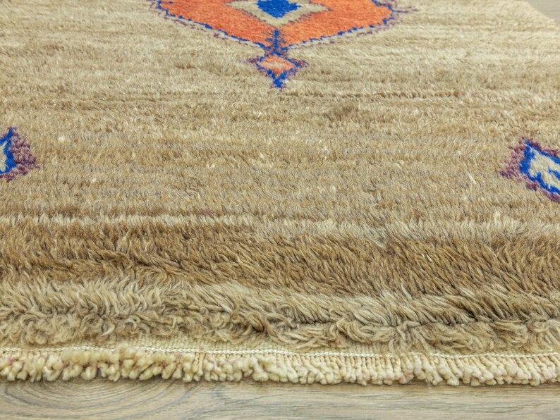 Tapis de chambre à coucher tulu turc tissé à la main 3,4 x 5,9 pi - Décoration tribale bohème en laine et mohair à poils longs image 9