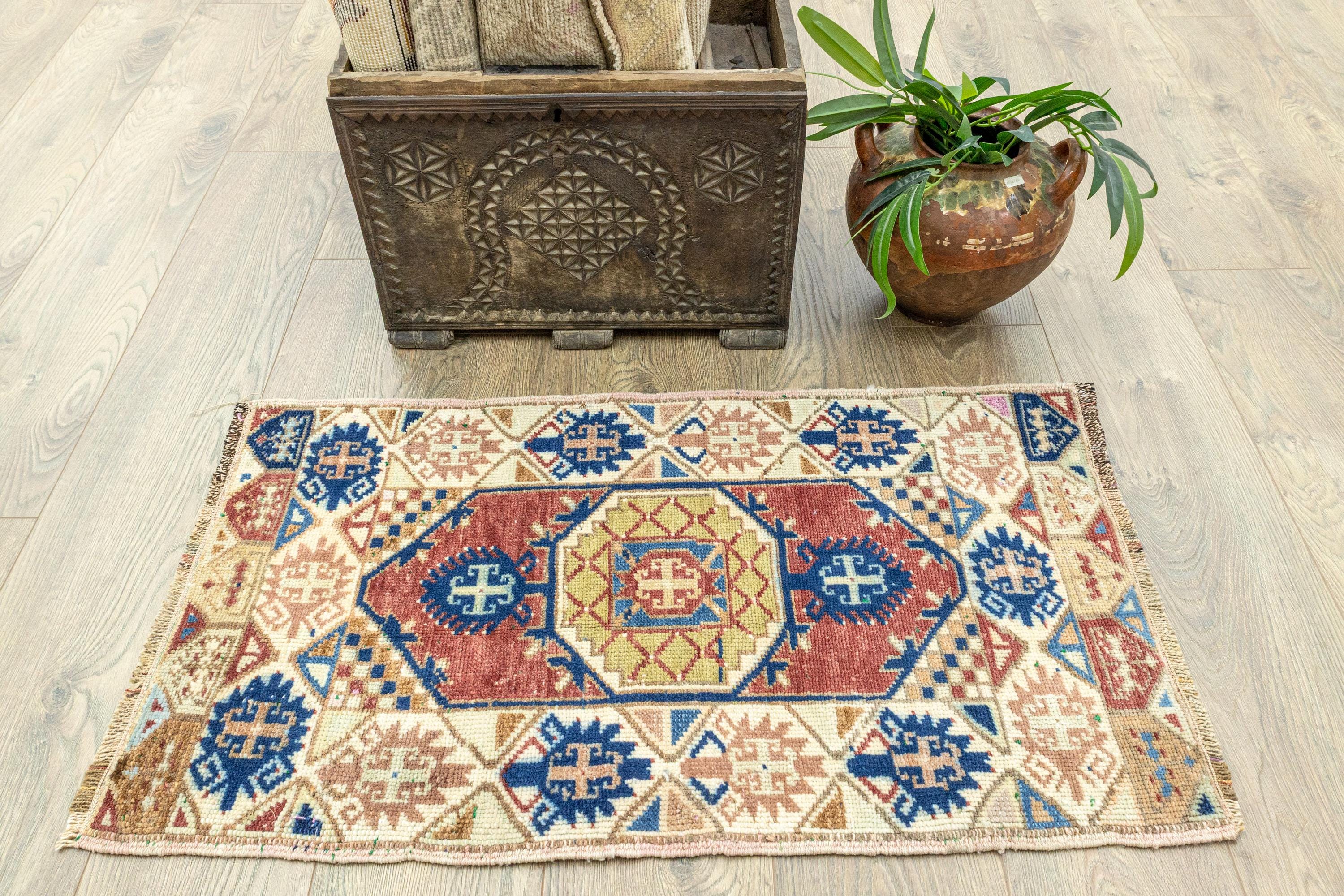 99×132“Slow Dance-S” ViNTAGE TURKiSH RUG Small Entryway Vintage Oushak Rug – 2x3 Terracotta Turkish Wool