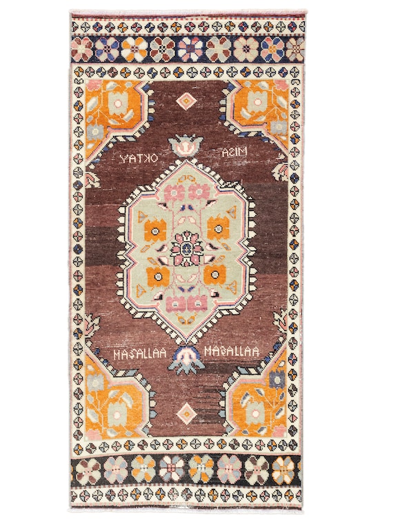 トルコ ウール ヴィンテージラグ ヴィンテージラグ | トルコ・ドアサイズ No.03 | 赤紫色 | 84×43 – tiflo