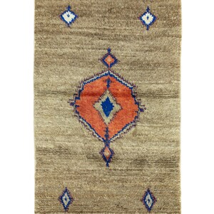 Tapis de chambre à coucher tulu turc tissé à la main 3,4 x 5,9 pi - Décoration tribale bohème en laine et mohair à poils longs image 2