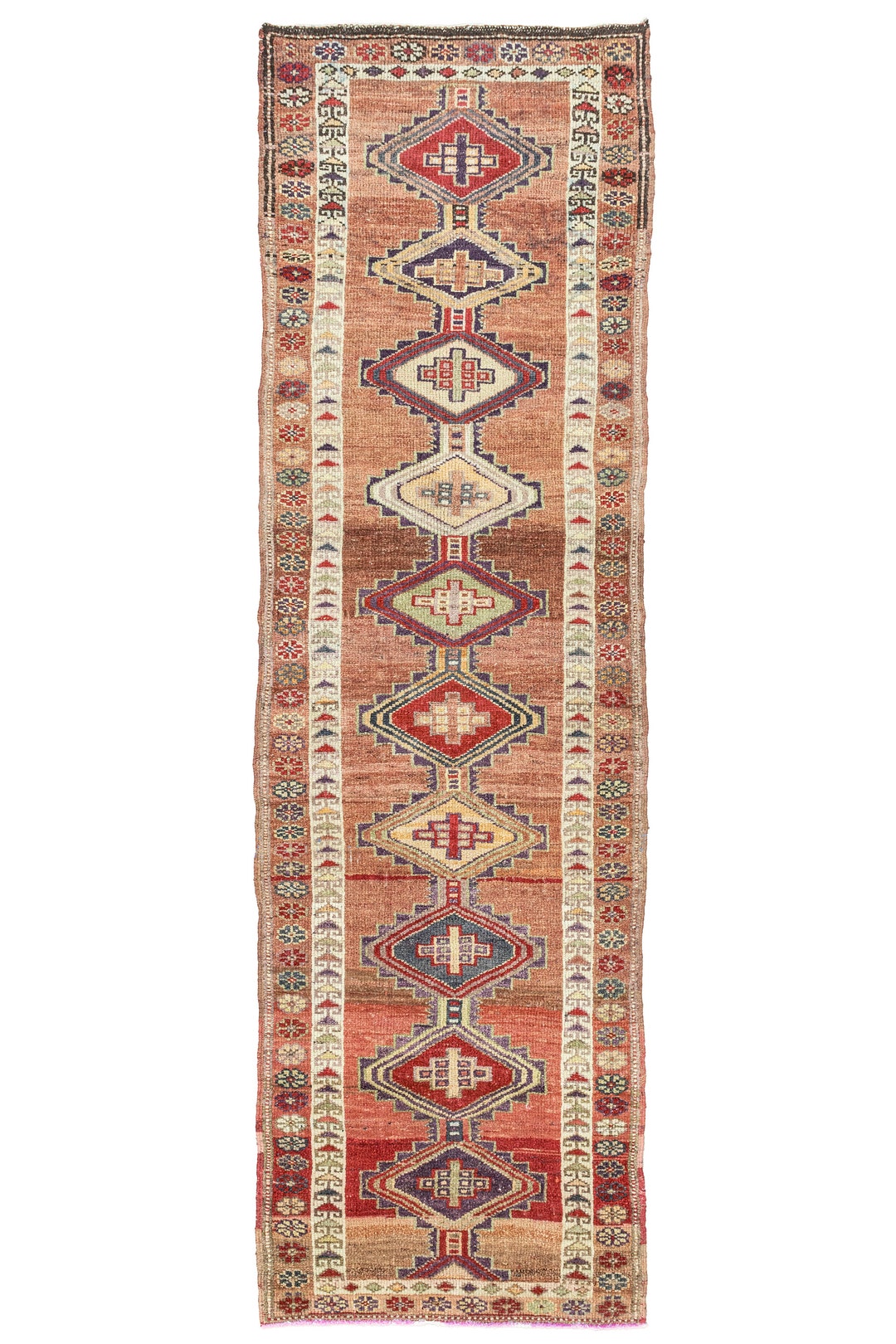 Rustic Ethnic Kitchen Rug, Pastel Aztec Diamond Long Runner, Vintage ...