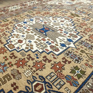 Earth Tone Rug 5.4x8.6 – Vintage Anatolian Oushak Geometric Medallion Hand-Knotted Wool image 9