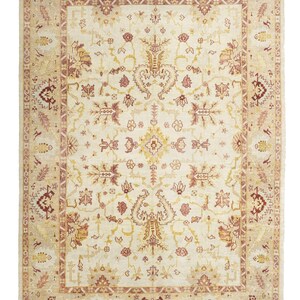Oversized Floral Oushak Rug 10x13 – Vintage Turkish Ivory Hand-Knotted Wool image 2