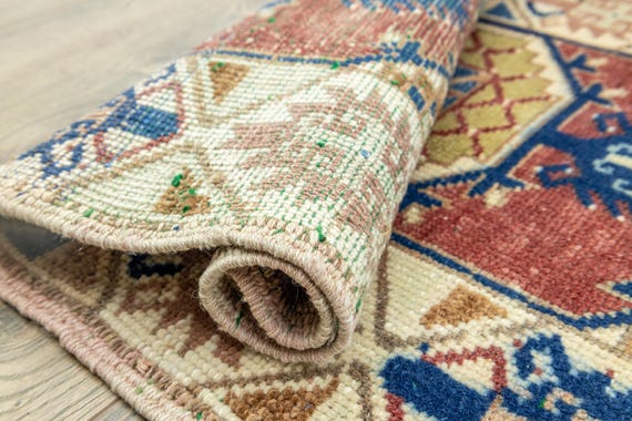 Small Entryway Vintage Oushak Rug – 2x3 Terracotta Turkish Wool