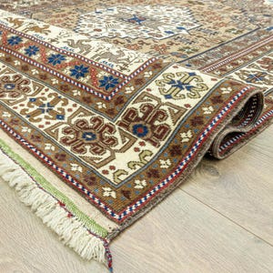Earth Tone Rug 5.4x8.6 – Vintage Anatolian Oushak Geometric Medallion Hand-Knotted Wool image 11