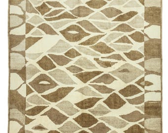 Cream Camel Turkish Oushak Rug 7.6x9.9 Organic Wool – Japandi Quiet Luxury Living Room