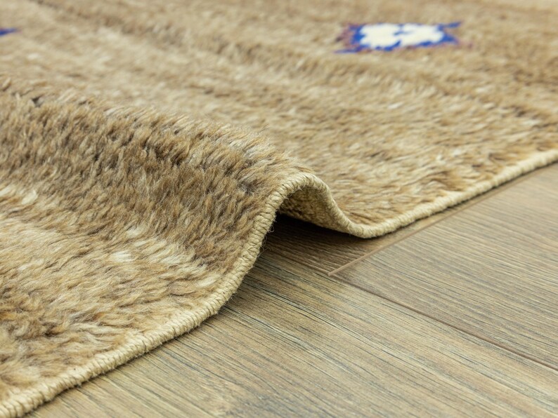 Tapis de chambre à coucher tulu turc tissé à la main 3,4 x 5,9 pi - Décoration tribale bohème en laine et mohair à poils longs image 14