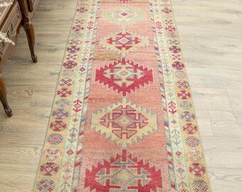 ダスティローズ トルコ製ランナーラグ：ヴィンテージ ボヘミアン