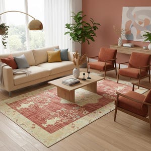 Authentic Turkish Oushak Rug 4.5x7.8 ft Hand-Knotted Wool – Vintage Living Room Statement Piece