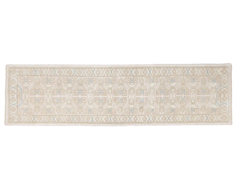 Vintage Turkish Bath Rug Runner / Oushak Muted Beige Blue Pink Etsy