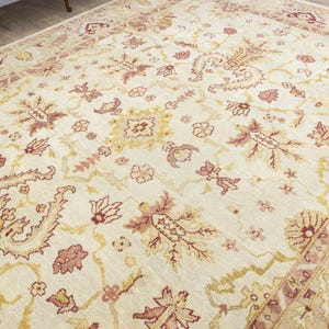 Premium Turkish Oriental Hand Knotted Oversize Rug, Vintage Oushak Rug in Muted Pastel Tones, Large Size Antique Rug 9.8x13.2 ft