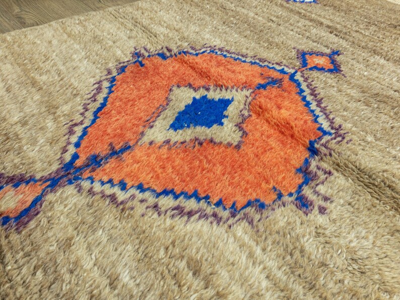 Tapis de chambre à coucher tulu turc tissé à la main 3,4 x 5,9 pi - Décoration tribale bohème en laine et mohair à poils longs image 10
