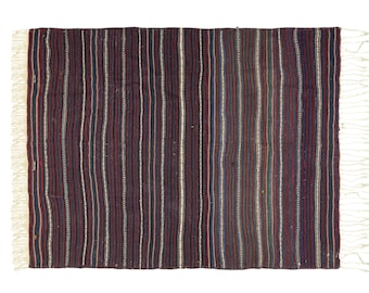 Tapis kilim anatolien antique 5 x 7 - Décoration de salon bohème en laine turque tissée à la main