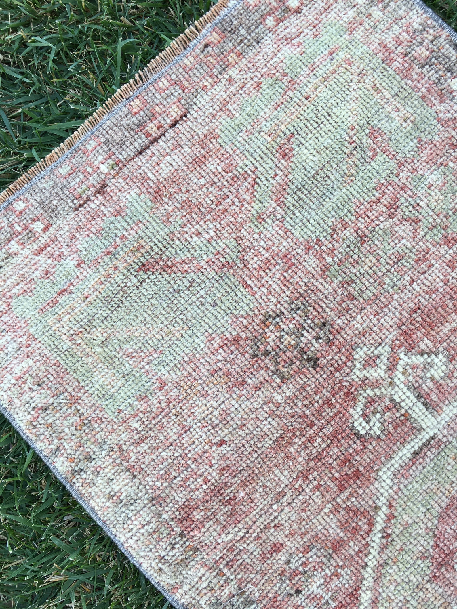 Vintage Turkish Bathroom Rugwool Hand Knotted Faded Oushak Etsy